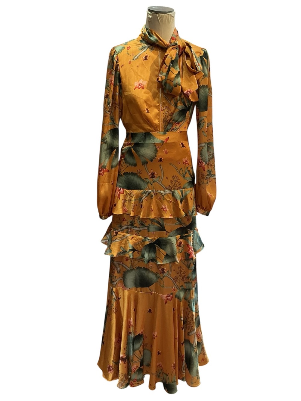 Vibrant Yellow Ruffled floral print dress